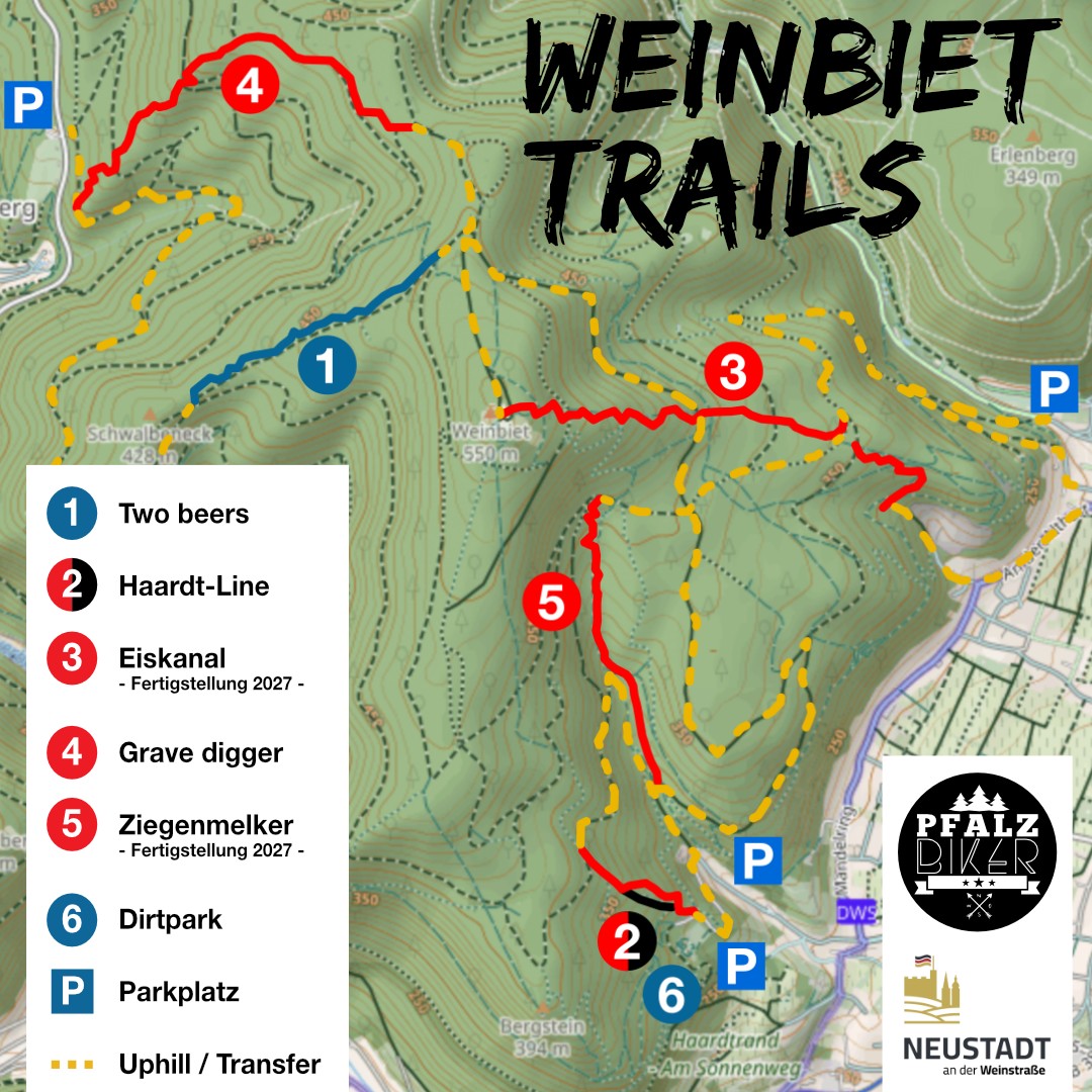 Dieses Bild zeigt eine Übersicht der Trails am Weinbiet